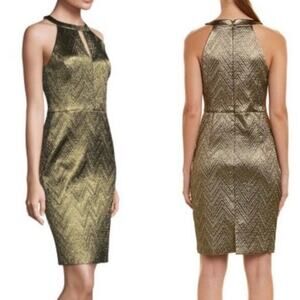 Trina Turk Metallic Zigzag Jacquard Cocktail Dress Size 2 USA